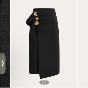 Commense Metal Detail Asymmetric Midi Skirt